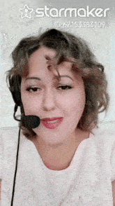 a woman wearing a headset and a starmaker logo