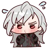 a cartoon drawing of a girl with long grey hair making a funny face