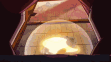 a cartoon drawing of a light coming out of the ground