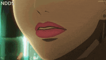 a close up of a woman 's face with the words ndds written above it