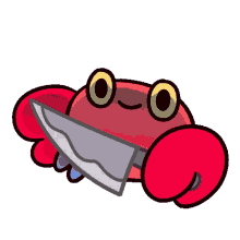 licking knife crabby crab pikaole threatening menacing