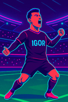 an illustration of a soccer player with igor on his shirt