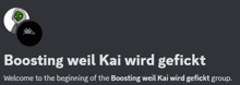 a sign that says boosting weil kai wird gefickt on it