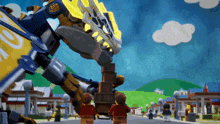 a cartoon scene with a robot that has the letter g on it