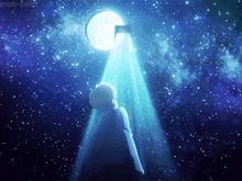 a drawing of a person standing in front of a full moon with the words empty-dream below