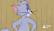 a cartoon cat with a purple eye and a vivago.ai logo on the bottom