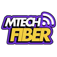 a logo that says mtech fiber in yellow and purple