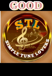 a logo for stl simple tune lovers with a treble clef in the center