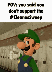 Cleanos Cleanos Sweep GIF - Cleanos Cleanos Sweep Luigi GIFs