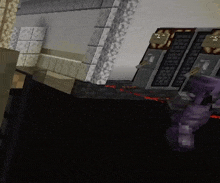 a screenshot of a minecraft game with a purple character in the foreground