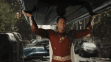 killing the monster shazam zachary levi shazam fury of the gods throwing a car to a monster
