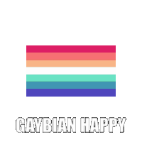 a rainbow flag with the words gaybian happy written below it .