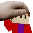 a pixel art of a person 's head with a hand covering it .