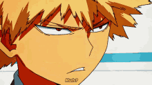 a close up of a cartoon character 's face with the words huh written on it