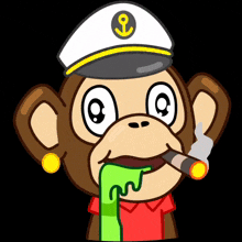 a cartoon of a monkey wearing a captain 's hat smoking a cigar
