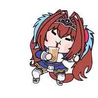a cartoon drawing of a girl drinking a bubble tea through a straw