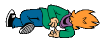 a cartoon of a man laying on his back