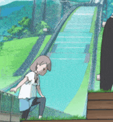a cartoon drawing of a girl on a skateboard