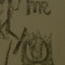 a close up of a drawing of a tree with the words " me you " written on it