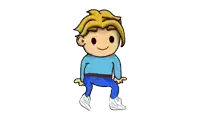 a cartoon boy is giving a thumbs up sign