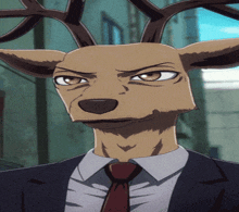 a deer in a suit and tie with antlers