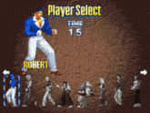a player select screen for a video game shows robert and a few other characters