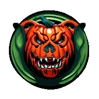 a cartoon illustration of a pumpkin with a skull face