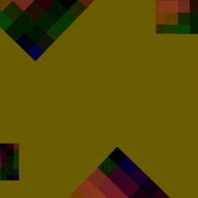 arabic writing on a yellow background with blue and green squares