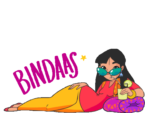 Luxuriating Girl Says Bindaas In Hindi Sticker - Dilliwali Bindaas Pretty Stickers