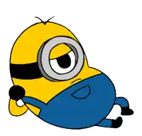 a cartoon minion with a big belly is laying down