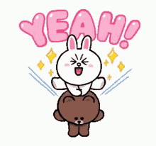 Brown And Cony Yeah GIF - Brown And Cony Brown Cony GIFs