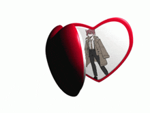 a heart with a picture of a man in a trench coat