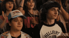 Cheering Dustin Henderson GIF - Cheering Dustin Henderson Mike Wheeler GIFs