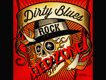 a poster for dirty blues rock with a skull on it