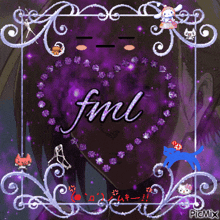 a picture of a face with the word fml written on it