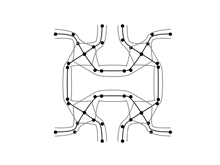 a black and white drawing of a circle with lines and dots
