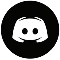 a black circle with a white discord icon on it