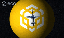 a yellow sphere with the word eco on the bottom left
