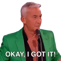 a man in a green jacket says " okay i got it "