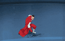 a cartoon of a man with a mustache wearing a red and white costume