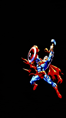 Superman With Thors Hmer And Captain Americas Shield GIF