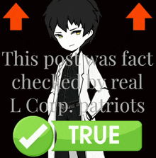 a poster that says this post was fact checked by real l corps patriots
