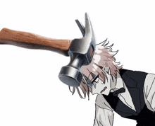 a drawing of a man with a hammer in his head