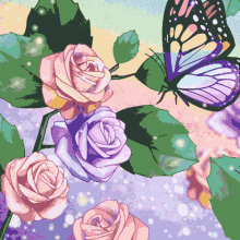 butterfly flower rose fly aesthetic