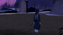 a person with chinese writing on their back is holding a sword