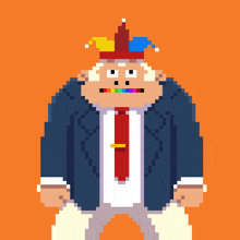 a pixel art illustration of a man in a suit and tie