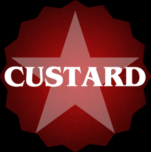 a red star with the word custard written on it