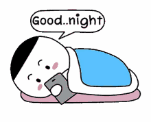 good night red cheeks sleeping texting blue blanket