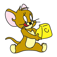 jerry from tom and jerry is holding a block of cheese with the letter c on it