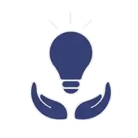 a pair of hands holding a light bulb with rays coming out of it